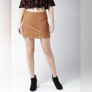 Forever21 Brown Studded Mini Pencil Skirt
